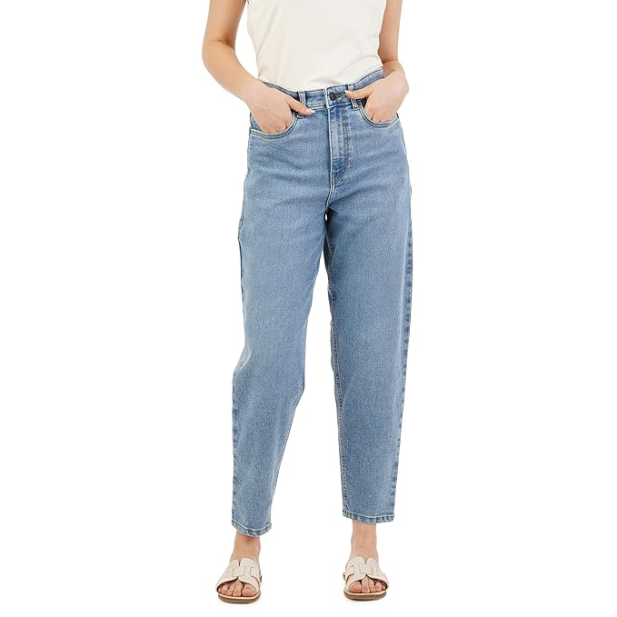 INKD Women's Stretchable Barrel Fit Jeans - High-R...